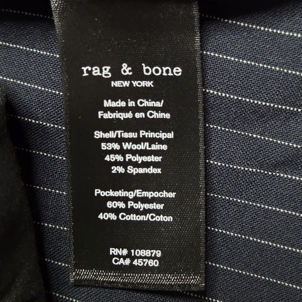 Rag & Bone Sands Trousers Salstripe Navy Size 10 - Picture 11 of 12